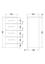 Balterley Slimline 4 Drawer Unit Gloss White 300mm - thumbnail 8
