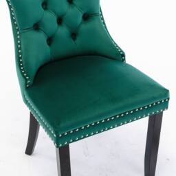 HomeTouch Taylor Set of 4 Lux Velvet Kitchen Dining Chairs with Knocker Back in Green - Size: 4 Pack - thumbnail 9