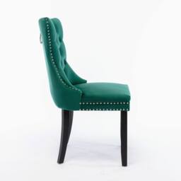 HomeTouch Taylor Set of 4 Lux Velvet Kitchen Dining Chairs with Knocker Back in Green - Size: 4 Pack - thumbnail 8