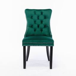 HomeTouch Taylor Set of 4 Lux Velvet Kitchen Dining Chairs with Knocker Back in Green - Size: 4 Pack - thumbnail 7