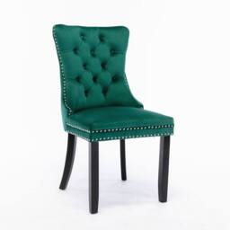 HomeTouch Taylor Set of 4 Lux Velvet Kitchen Dining Chairs with Knocker Back in Green - Size: 4 Pack - thumbnail 5