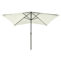 Berkfield Home Parasol with LEDs & Steel Pole Sand 2x3 m in Beige