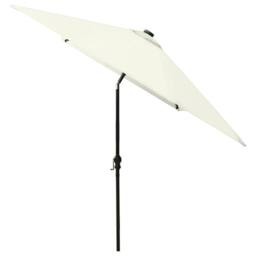 Berkfield Home Parasol with LEDs & Steel Pole Sand 2x3 m in Beige - thumbnail 5