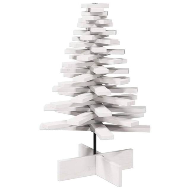 Berkfield Home Wooden Christmas Tree for Decoration White 80 cm Solid Wood Pine - image 1