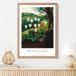 ARTZE Vintage Floral Exhibition - Cyclamen Flowers Framed Print SIZE: A4 with Oak Frame in Green - Size: A3 - thumbnail 2