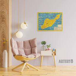 "Artery8 Ramsey 1947 Santa Catalina Island Fun Map Canvas Wall Art Print in Blue - Size: W18"" x H24""" - thumbnail 3