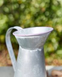 Dibor Lavender Meadow Metal Pitcher Jug Flower Vase in Grey - Size: Large - thumbnail 3