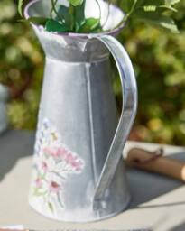 Dibor Lavender Meadow Metal Pitcher Jug Flower Vase in Grey - Size: Large - thumbnail 2
