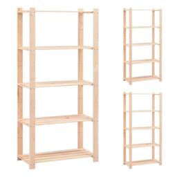 Berkfield Home 5-Tier Storage Racks 3 pcs 80x38x170 cm Solid Pinewood 250 kg in Beige - Size: 80 x 38 x 170 cm - thumbnail 2