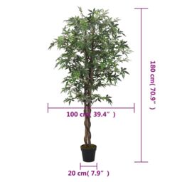 Berkfield Home Artificial Maple Tree 672 Leaves 180 cm Green - thumbnail 5
