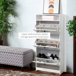 Pirlo Plush 3 Drawer Hallway Shoe Storage Cabinet With Shelf White - thumbnail 3