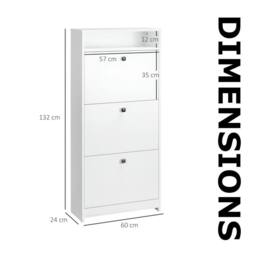 Pirlo Plush 3 Drawer Hallway Shoe Storage Cabinet With Shelf White - thumbnail 8