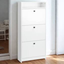 Pirlo Plush 3 Drawer Hallway Shoe Storage Cabinet With Shelf White - thumbnail 6