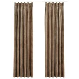 Berkfield Home Blackout Curtains 2 pcs with Hooks Velvet Beige 140x245 cm