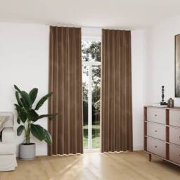 Berkfield Home Blackout Curtains 2 pcs with Hooks Velvet Beige 140x245 cm - thumbnail 2