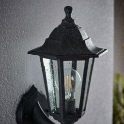 Loops IP44 Outdoor Wall Light Black Rust Proof & Glass Lamp Traditional Porch Lantern - thumbnail 5
