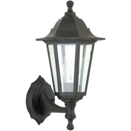 Loops IP44 Outdoor Wall Light Black Rust Proof & Glass Lamp Traditional Porch Lantern - thumbnail 1