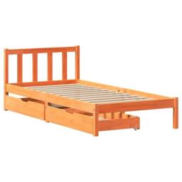 Berkfield Home Bed Frame without Mattress Wax Brown 100x200 cm Solid Wood Pine - thumbnail 3