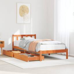 Berkfield Home Bed Frame without Mattress Wax Brown 100x200 cm Solid Wood Pine - thumbnail 1