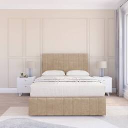 "Sloomy California Divan Bed Base Slate Naples 4 Drawers 12"" Footboard & 54"" Floor Standing Headboard in Cream - Size: King" - thumbnail 2
