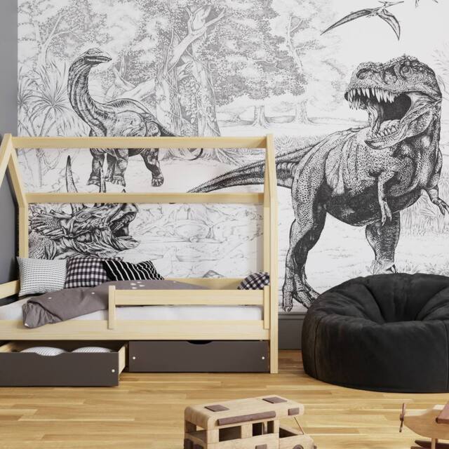 Superfresco Easy Jurassic Dino Mono Print To Order 3m x 2.8m Mural in White - image 1