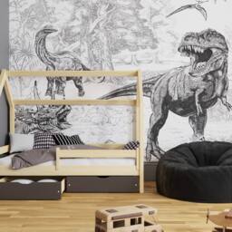 Superfresco Easy Jurassic Dino Mono Print To Order 3m x 2.8m Mural in White - thumbnail 1