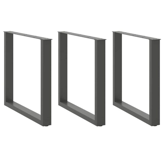 Berkfield Home Coffee Table Legs U-Shaped 3 pcs Anthracite 90x(72-73) cm Steel in Black - image 1