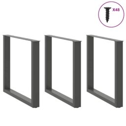 Berkfield Home Coffee Table Legs U-Shaped 3 pcs Anthracite 90x(72-73) cm Steel in Black - thumbnail 3