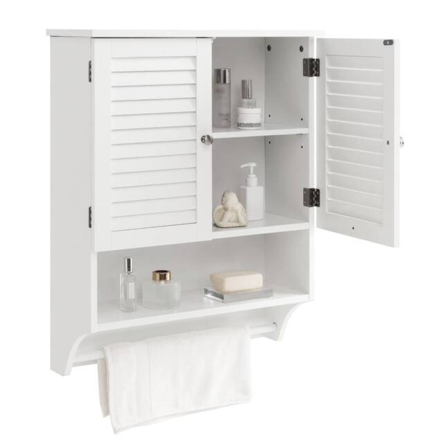 Costway Bathroom Wall Cabinet with 2 Doors & 3-Position Adjustable Shelf in White - image 1