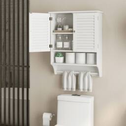 Costway Bathroom Wall Cabinet with 2 Doors & 3-Position Adjustable Shelf in White - thumbnail 3