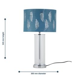 First Choice Lighting Aura - Chrome Table Lamp with Teal Fern Cut Out Silver Inner Shade - thumbnail 8