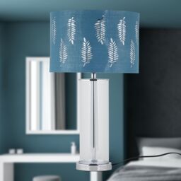 First Choice Lighting Aura - Chrome Table Lamp with Teal Fern Cut Out Silver Inner Shade - thumbnail 6