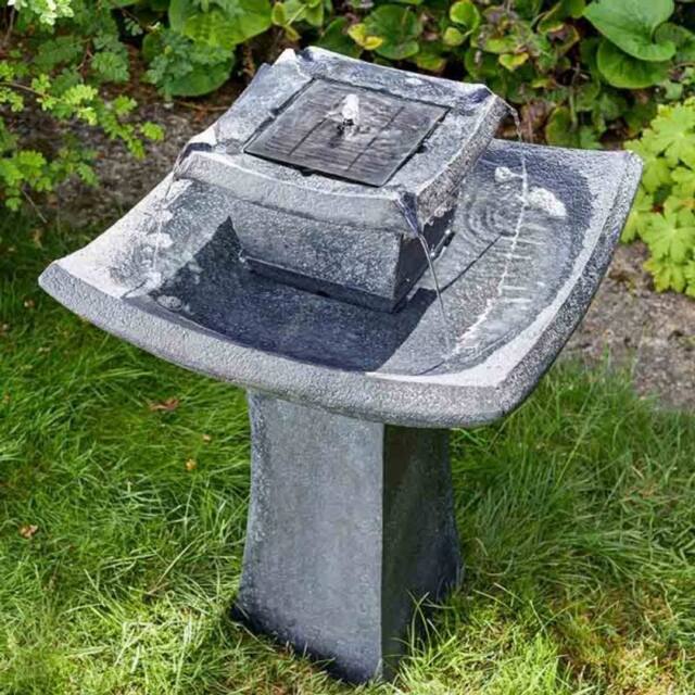 Marco Paul Large Solar Water Fountain Garden Feature - Pagoda in Grey