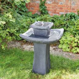 Marco Paul Large Solar Water Fountain Garden Feature - Pagoda in Grey - thumbnail 4