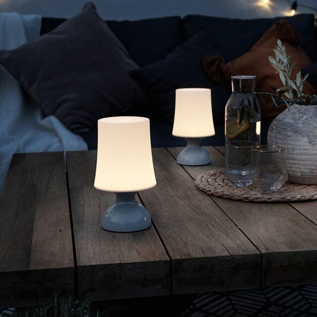 ValueLights Pair of Colmar Grey Touch Table Lamp White Shade - image 1
