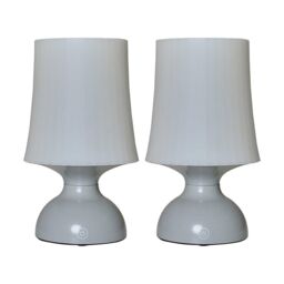 ValueLights Pair of Colmar Grey Touch Table Lamp White Shade - thumbnail 2