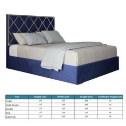 KDMD Repose Upholstered Soft Velvet Metal Designer Bed Frame in Blue - Size: Single - thumbnail 5