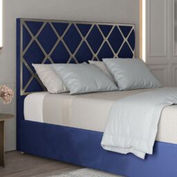 KDMD Repose Upholstered Soft Velvet Metal Designer Bed Frame in Blue - Size: Single - thumbnail 3