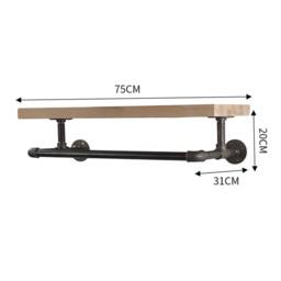 KORVIXA Industrial Style Clothes Rail 75x31x20cm in Natural - Size: 700mm - thumbnail 2