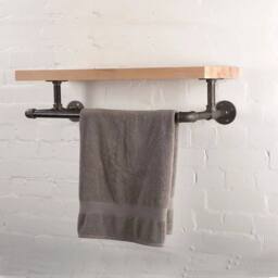 KORVIXA Industrial Style Clothes Rail 75x31x20cm in Natural - Size: 700mm - thumbnail 4