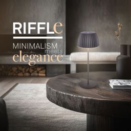 BRILONER Riffle Dimmable Rechargeable USB C Design Award LED Table Lamp in Black - thumbnail 2