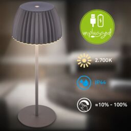 BRILONER Riffle Dimmable Rechargeable USB C Design Award LED Table Lamp in Black - thumbnail 9