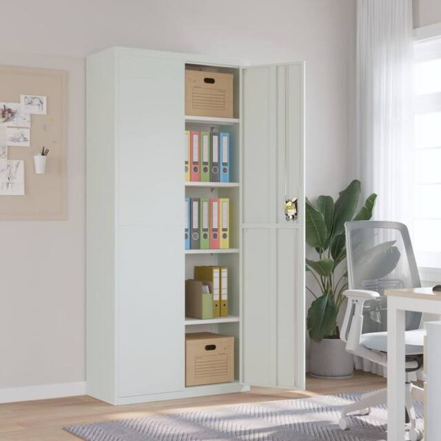 Berkfield Home File Cabinet Light Grey 90x40x200 cm Steel - Size: 90 x 40 x 200 cm - image 1