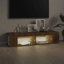 Berkfield Home TV Cabinet with LED Lights Brown Oak 135x39x30 cm - Size: 135 x 39 x 30 cm - thumbnail 7