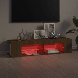 Berkfield Home TV Cabinet with LED Lights Brown Oak 135x39x30 cm - Size: 135 x 39 x 30 cm - thumbnail 8