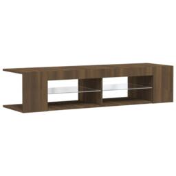 Berkfield Home TV Cabinet with LED Lights Brown Oak 135x39x30 cm - Size: 135 x 39 x 30 cm - thumbnail 1