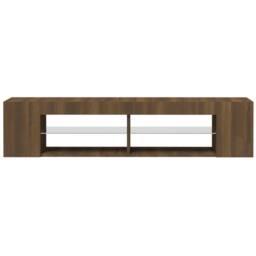 Berkfield Home TV Cabinet with LED Lights Brown Oak 135x39x30 cm - Size: 135 x 39 x 30 cm - thumbnail 4