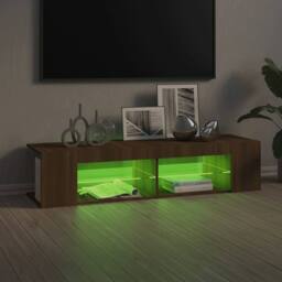Berkfield Home TV Cabinet with LED Lights Brown Oak 135x39x30 cm - Size: 135 x 39 x 30 cm - thumbnail 9
