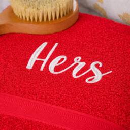 Duncan Stewart Personalised Bath Towel Set For Couples in Red - thumbnail 4