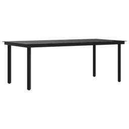 Berkfield Home Garden Dining Table Black 200x100x74 cm Steel & Glass - Size: 200 x 100 x 74 cm - thumbnail 1